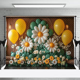 Lofaris Delicate Yellow Spring Blooms Cake Smash Backdrop